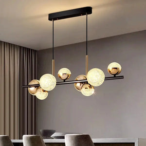 Black and Gold Glass Globe Chandelier 8/10 Light Seus Lighting