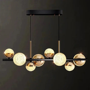 Black and Gold Glass Globe Chandelier 8/10 Light Seus Lighting