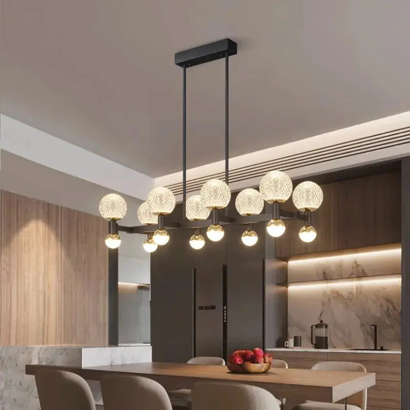 Modern Black Linear Dining Room Chandelier 12/16 Lights Seus Lighting
