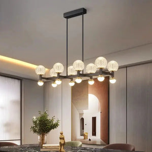 Modern Black Linear Dining Room Chandelier 12/16 Lights Seus Lighting