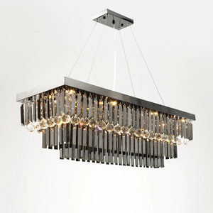 3 Tier Contemporary Rectangular Crystal Chandelier Seus Lighting