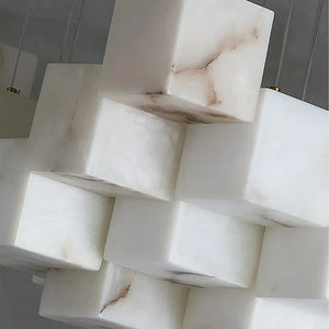 White Marble LED Cube Chandelier 7/9/18/25/36 Light Seus Lighting