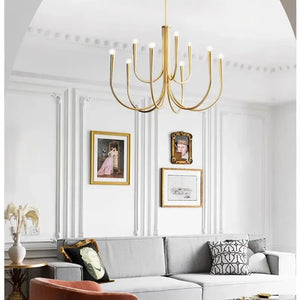 Mid-Century 6/9 Light Curved Candle Chandelier Seus Lighting