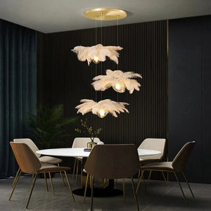 Adel Feather Staircase Lighting Chandelier Seus Lighting