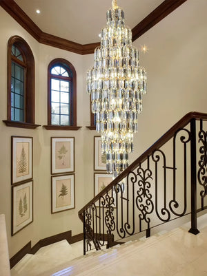 Anita Luxury Crystal Staircase Long Chandelier Seus Lighting