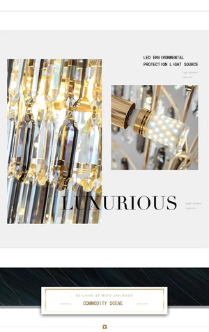 Anita Luxury Crystal Staircase Long Chandelier Seus Lighting