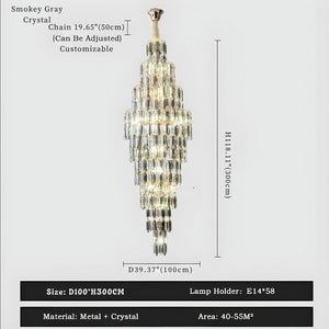 Anita Luxury Crystal Staircase Long Chandelier Seus Lighting