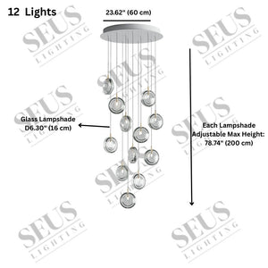 Arcli Contemporary Glass Cluster Chandelier Seus Lighting