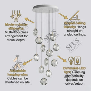 Arcli Contemporary Glass Cluster Chandelier Seus Lighting