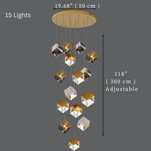 Aren Cube Large Pendant Light For High Ceilings Seus Lighting