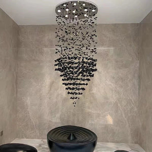 Art Stone Crystal Chandelier For Entryway with High Ceiling Seus Lighting