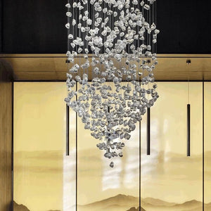 Art Stone Crystal Chandelier For Entryway with High Ceiling Seus Lighting