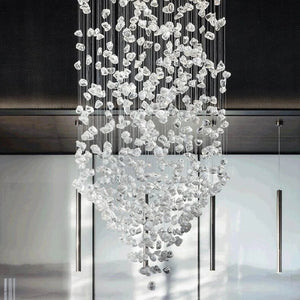 Art Stone Crystal Chandelier For Entryway with High Ceiling Seus Lighting