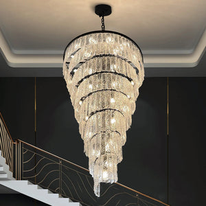 Assena Large Black high Ceiling Entryway Chandelier Seus Lighting