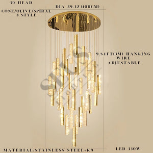 Aten Crystal Staircase Chandelier Seus Lighting