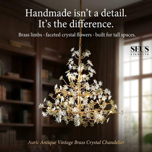 Auric Antique Vintage Brass Crystal Chandelier Seus Lighting