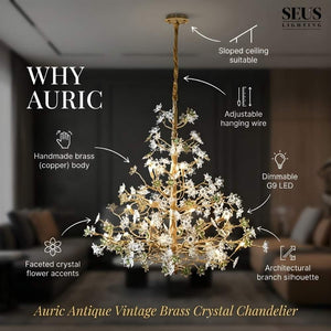 Auric Antique Vintage Brass Crystal Chandelier Seus Lighting
