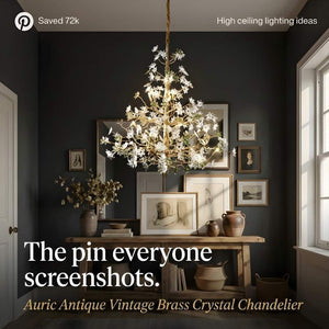 Auric Antique Vintage Brass Crystal Chandelier Seus Lighting