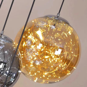 Ayla Bubble Art Contemporary Stairwell Chandelier Seus Lighting