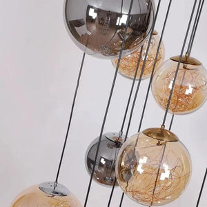 Ayla Bubble Art Contemporary Stairwell Chandelier Seus Lighting