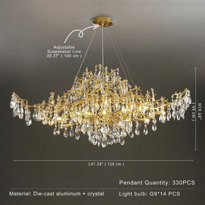 Bessa Modern Large Gold Crystal Branch Chandelier Seus Lighting