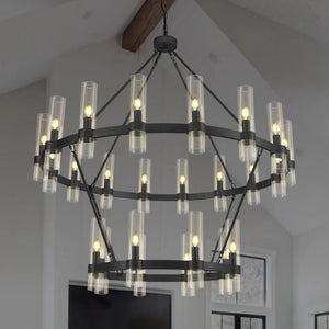 Binna Double Wagon Wheel Chandelier Seus Lighting
