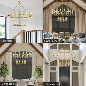 Binna Double Wagon Wheel Chandelier Seus Lighting