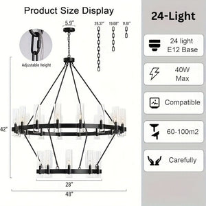 Binna Double Wagon Wheel Chandelier Seus Lighting
