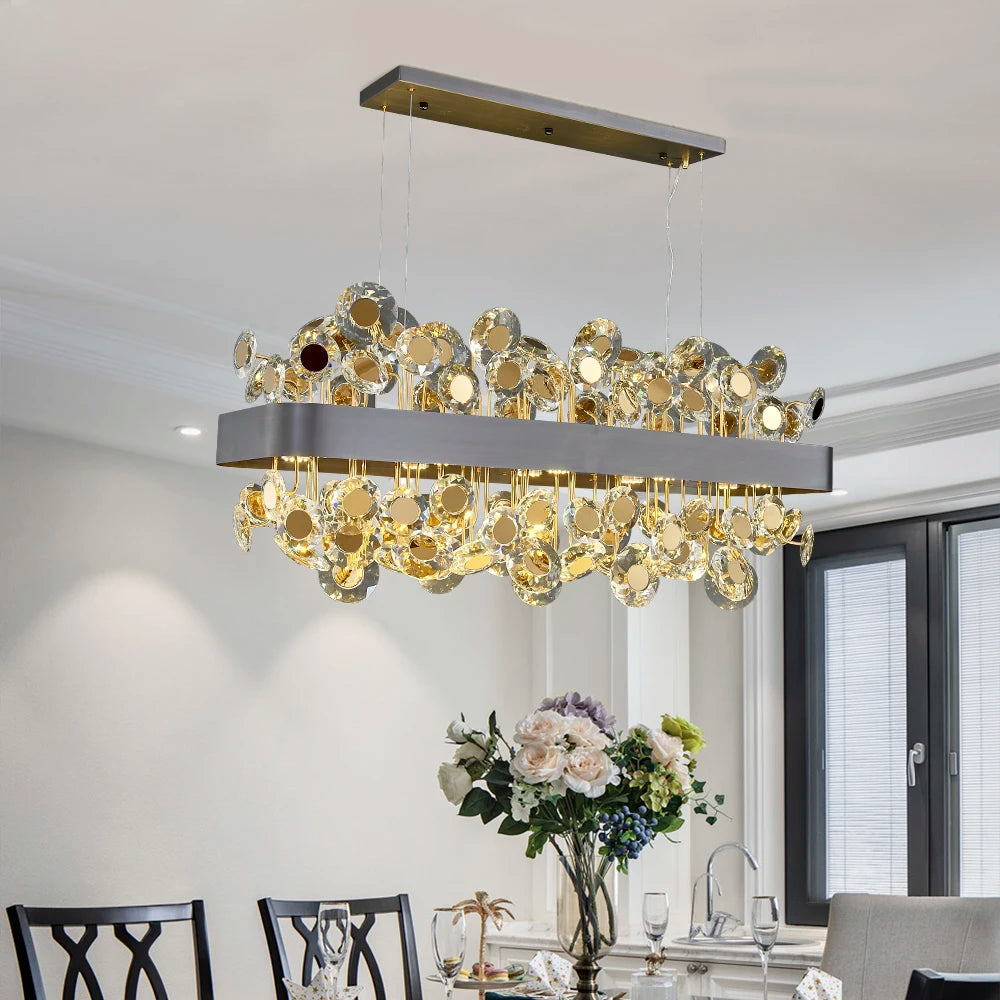 Modern Crystal chandelier for Dining Room - Gold/Black Seus Lighting