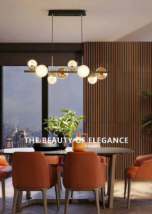 Black and Gold Glass Globe Chandelier 8/10 Light Seus Lighting