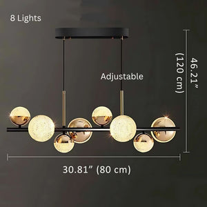 Black and Gold Glass Globe Chandelier 8/10 Light Seus Lighting