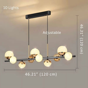 Black and Gold Glass Globe Chandelier 8/10 Light Seus Lighting