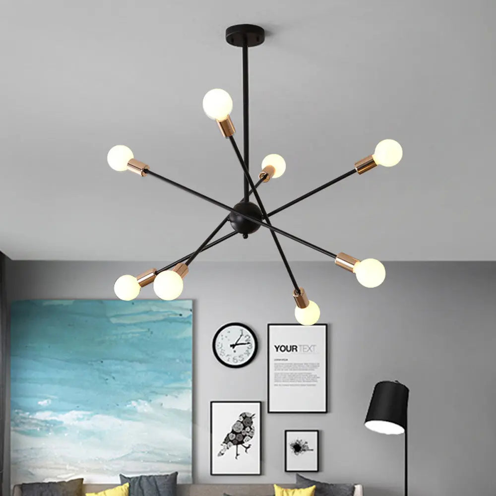Black and Gold Sputnik Chandelier Seus Lighting