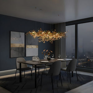 Calla Ginko Leaf Linear Chandelier Seus Lighting