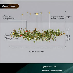 Calla Ginko Leaf Linear Chandelier Seus Lighting