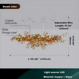 Calla Ginko Leaf Linear Chandelier Seus Lighting