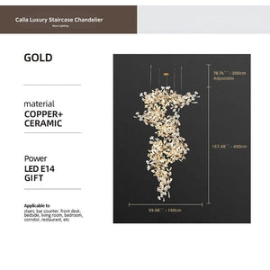 Calla Luxury Staircase Chandelier Seus Lighting