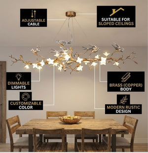Calyx Bird Branch Chandelier for Dining Room Seus Lighting