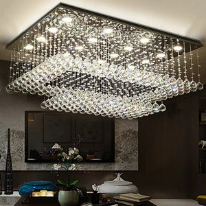 Cely Modern Raindrop Crystal Rectangle Chandelier - 10 Lights / Cold White - Chandeliers