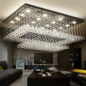 Cely Modern Raindrop Crystal Rectangle Chandelier Seus Lighting