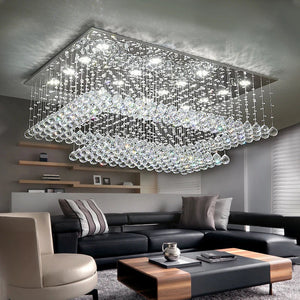 Cely Modern Raindrop Crystal Rectangle Chandelier Seus Lighting