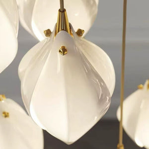 Ceramic Magnolia Staircase Chandelier 6/9/18/36 Lights Seus Lighting