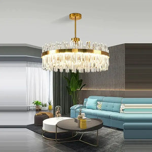 Cesi Foyer Crystal Chandelier Black / Silver / Gold Colours Seus Lighting