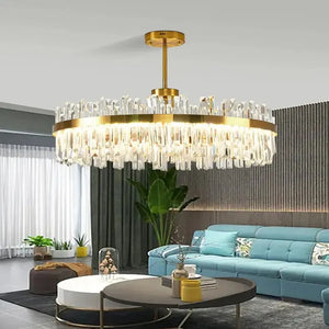 Cesi Foyer Crystal Chandelier Black / Silver / Gold Colours Seus Lighting