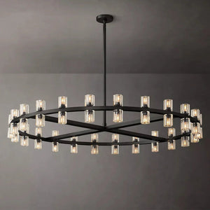 Circular Pendant Light with Crystal Glass Shades - Black and Gold chandelier