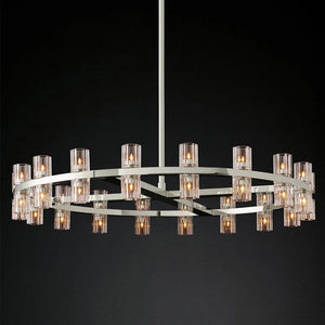 Circular Pendant Light with Crystal Glass Shades Seus Lighting