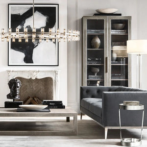 Circular Pendant Light with Crystal Glass Shades Seus Lighting