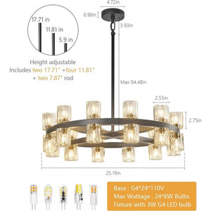 Circular Pendant Light with Crystal Glass Shades Seus Lighting