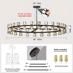 Circular Pendant Light with Crystal Glass Shades Seus Lighting