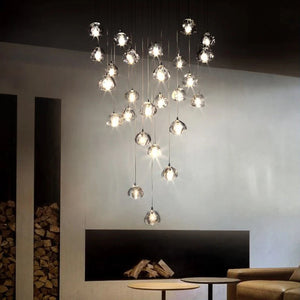 Clear Crystal Bubble Chandelier For High Ceiling Foyer Seus Lighting